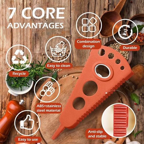 GeeRic Jar Opener for Weak Hands & Seniors, Multi-Functional Bottle Opener Tool for Lids, Tabs, Caps, Pull Rings, 5-in-1 Can Opener Dark Red