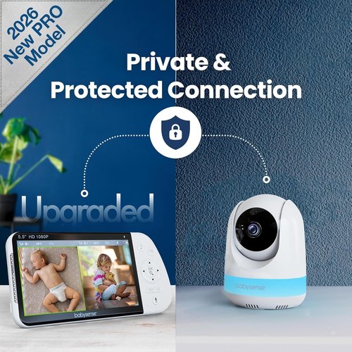 Babysense PRO Full HD Baby Monitor - 5.5" Split Screen, 2 Cameras, Night Light & 20-Hour Battery