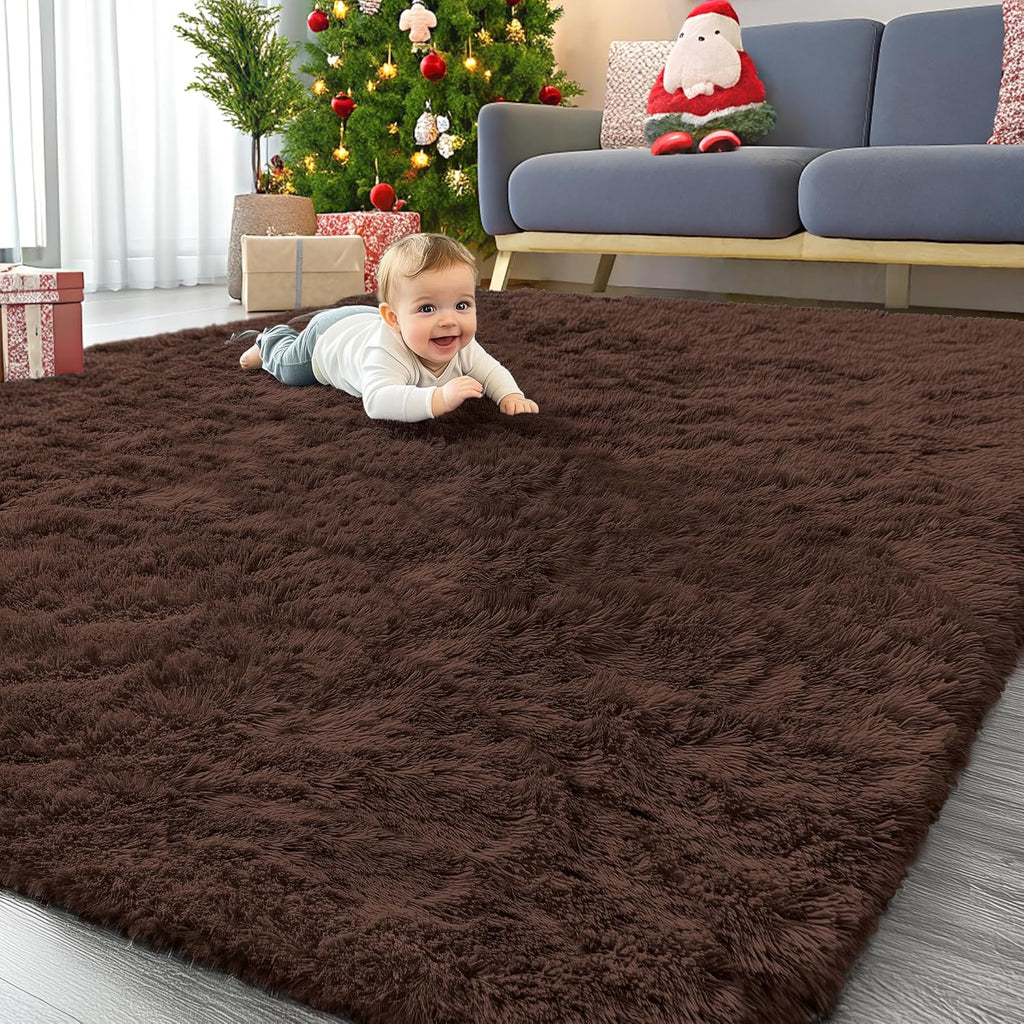 OLANLY Large Area Rugs - Soft Fluffy Shaggy Indoor Carpet for Living Room & Bedroom | 6x9 ft, Machine Washable