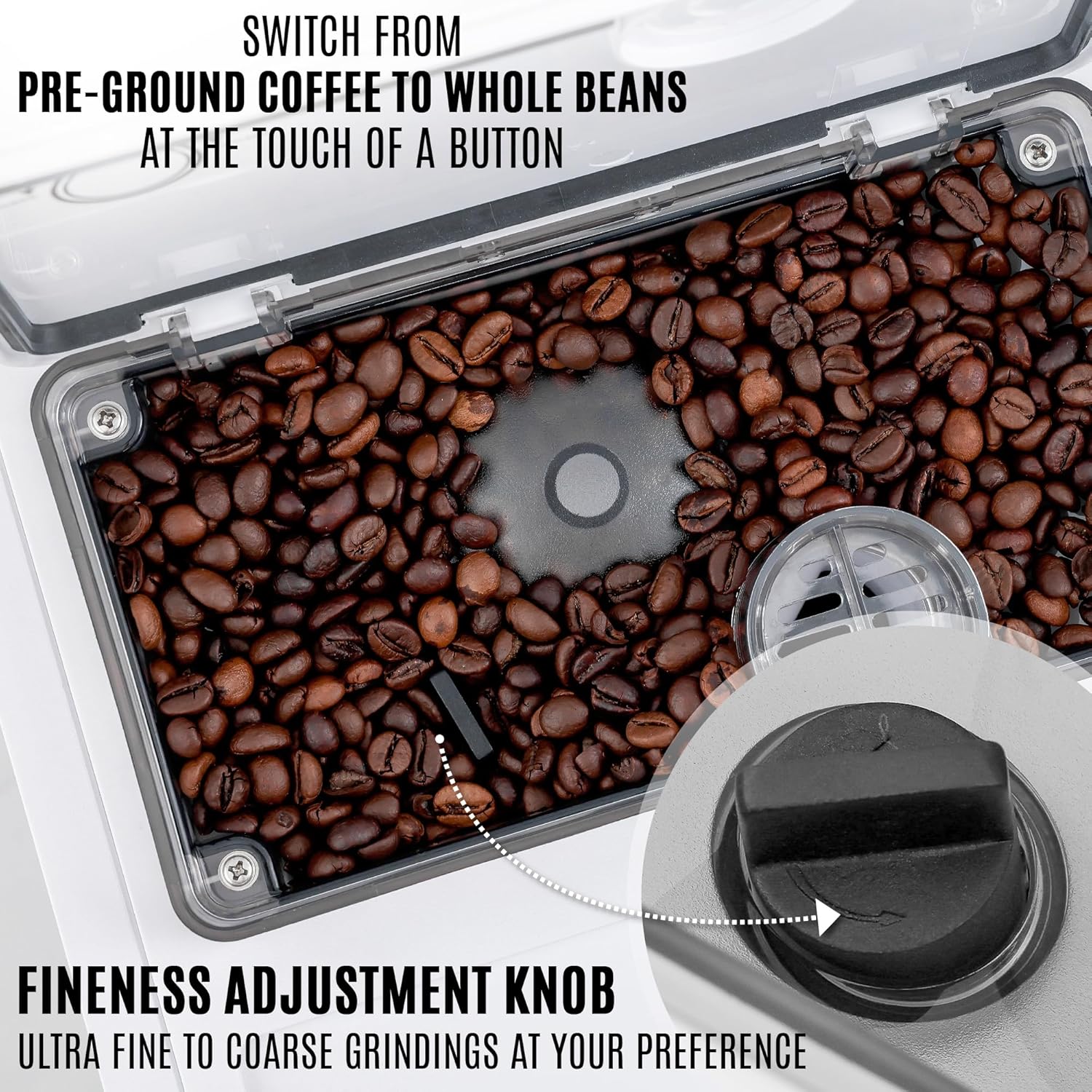 Zulay Magia Fully Automatic Espresso Machine - 19 Customizable Coffee Options | Includes Insulated Milk Container & Deluxe Cups - Auto-Cleaning - OG White