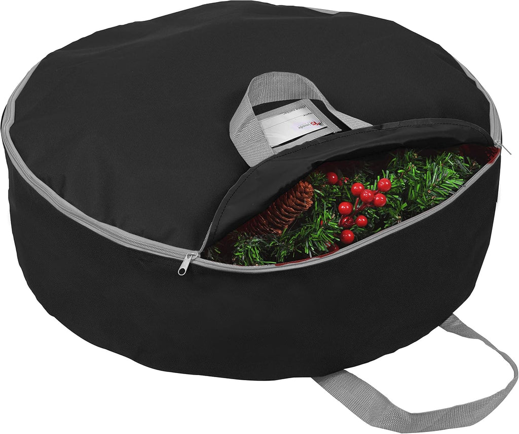 Primode Heavy Duty Christmas Wreath Storage Bag - Extra Large 48" | Durable 600D Oxford Polyester (Black)