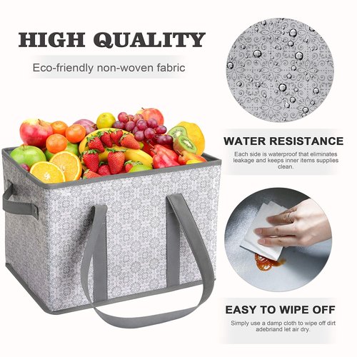 WISELIFE Reusable Grocery Bags [2 Pack],Large Grocery Tote Bag Water Resistant Shopping Bags Foldable Grocery Bag for Clothes,Shoes and Picnic