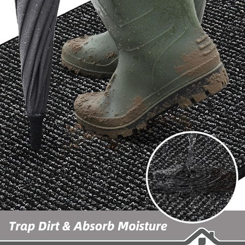 BEQHAUSE Dirt Trapper Door Mat - Non-Slip, Washable, Dirt Resistant | 24" x 36" Black Entrance Mat