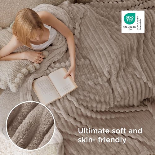 Bedsure GentleSoft Light Brown Fleece Blanket - Cozy, Soft Couch Throw for Women | 108x90 Inches