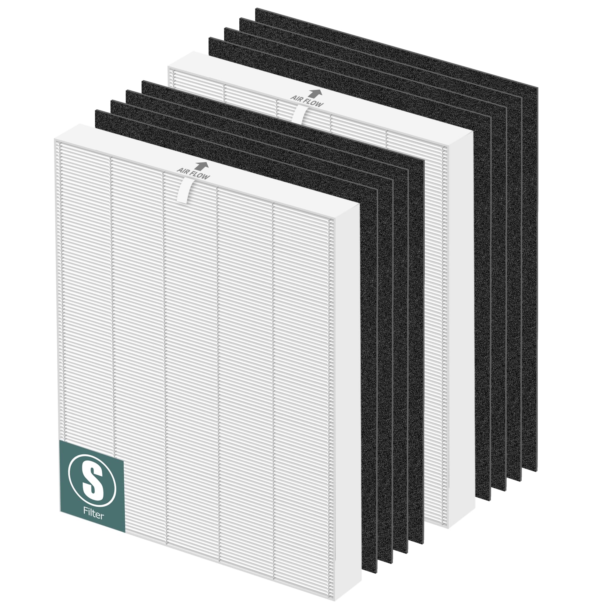Pulluty C545 HEPA Replacement Filter S for Winix C545 Air Purifier,2 x H13 True HEPA Filters + 8 x Activated Carbon Pre-Filters,Part 1712-0096-00 and 2522-0058-00