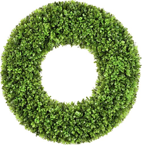 DDHS 20" Boxwood Wreath - Artificial Spring Decor for Year-Round Indoor/Outdoor Use | Green