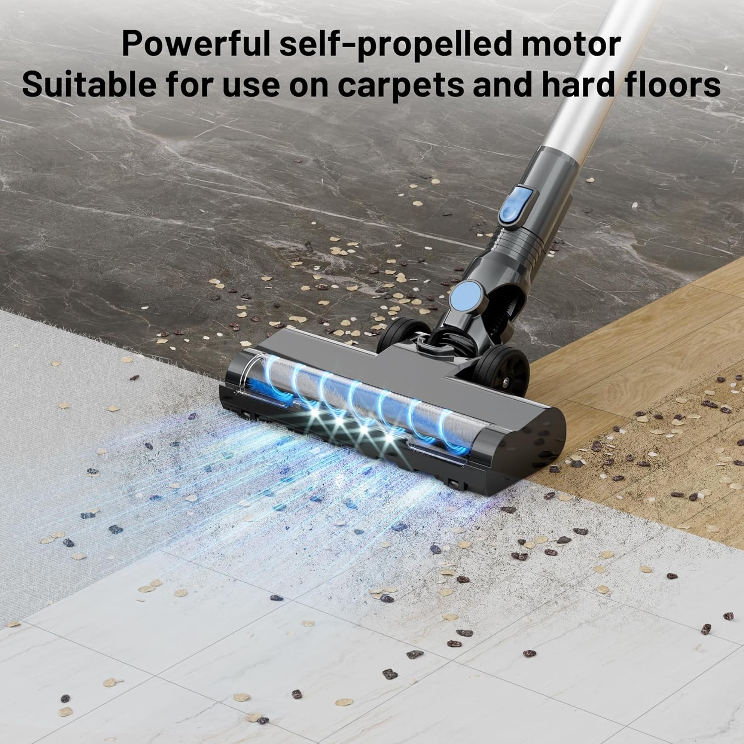 VIPSUN Cordless Vacuum Cleaner - Lightweight 6-in-1 Stick Vacuum with LED Screen for Home Use | Powerful Suction for Carpets & Pet Hair