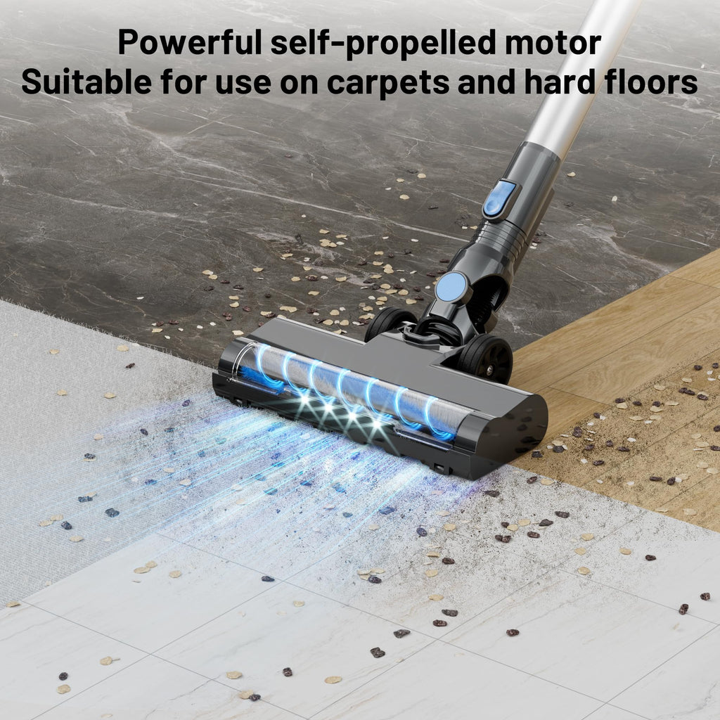 VIPSUN Cordless Vacuum Cleaner with Self-Standing, LED Screen Stick Vacuum Cleaners for Home, Lightweight Powerful Suction Vacuum, 6-in-1 Rechargeable Vacuum for Carpets, Pet Hair, Hardwood Floors