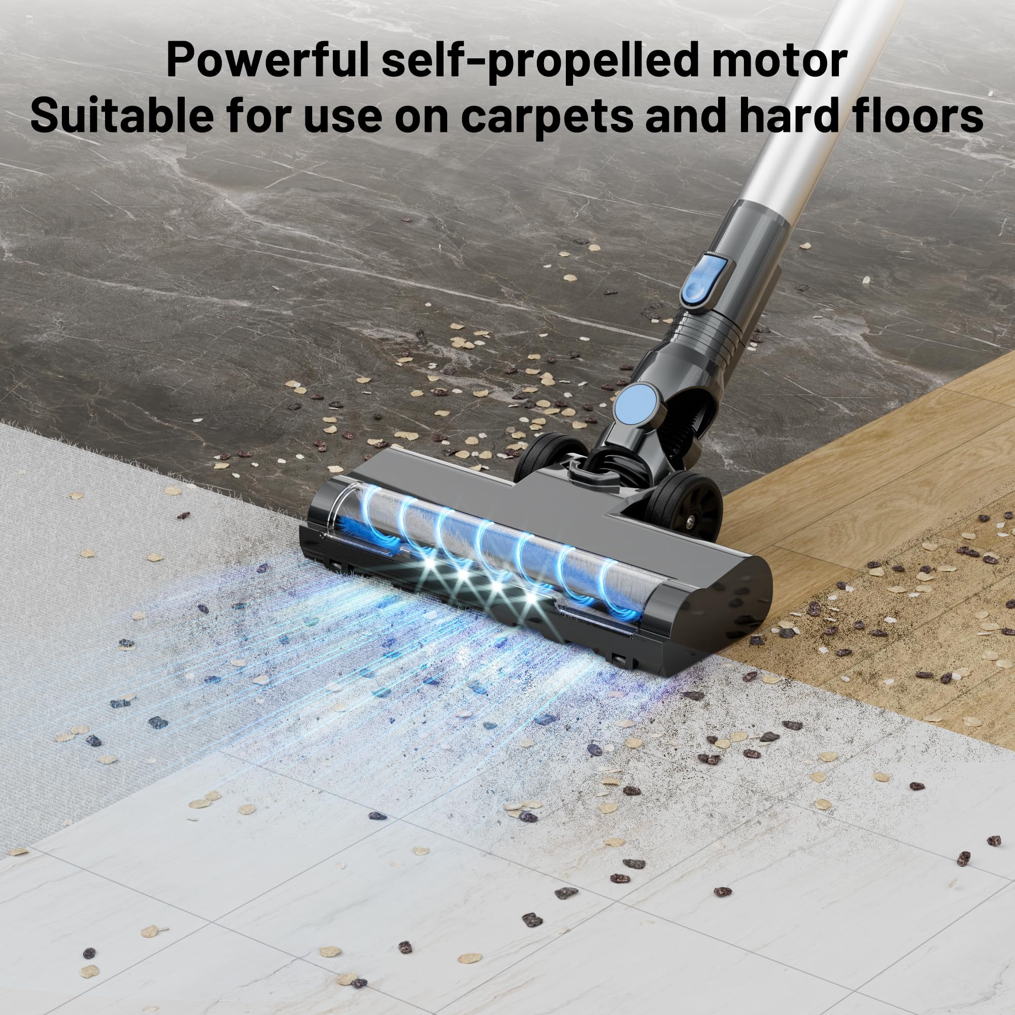 VIPSUN Cordless Vacuum Cleaner with Self-Standing, LED Screen Stick Vacuum Cleaners for Home, Lightweight Powerful Suction Vacuum, 6-in-1 Rechargeable Vacuum for Carpets, Pet Hair, Hardwood Floors