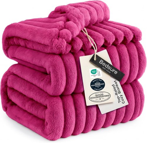 Bedsure GentleSoft Hot Pink Fleece Blanket - Cozy Soft Throw for Women & Girls, 108x90 Inches