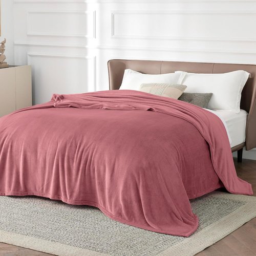 Bedsure GentleSoft Fleece Bed Blanket - Soft, Lightweight, Plush Cozy Luxury in Dusty Rose, 90x90 Inches