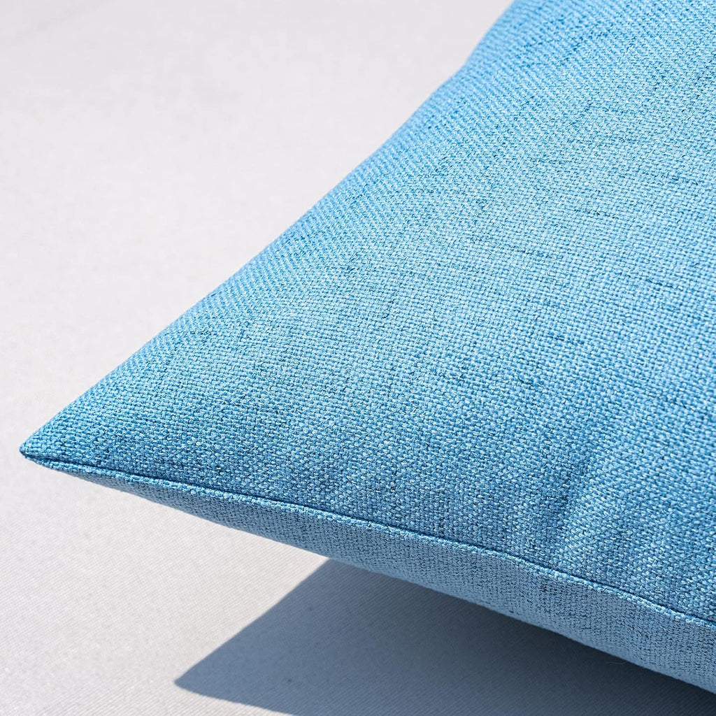 MIULEE Outdoor Throw Pillow Covers - Waterproof Decorative Linen Cushion Shams | 18x18 Inch, Light Blue (Pack of 2)