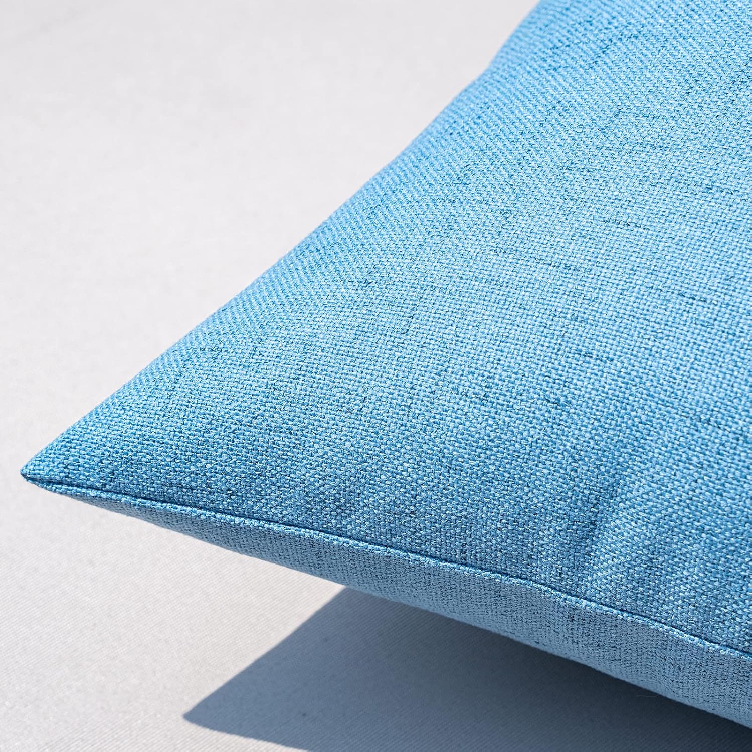 MIULEE Outdoor Throw Pillow Covers - Waterproof Decorative Linen Cushion Shams | 18x18 Inch, Light Blue (Pack of 2)