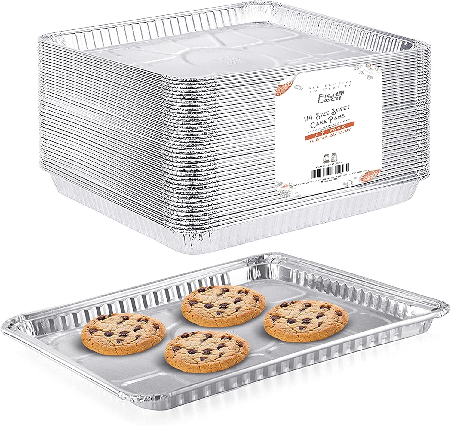 Skiennix Disposable Aluminum Foil Baking Sheets - Heavy Duty Nonstick 1/4 Size Cookie Trays | 12.8” x 8.9” (25 Pack)