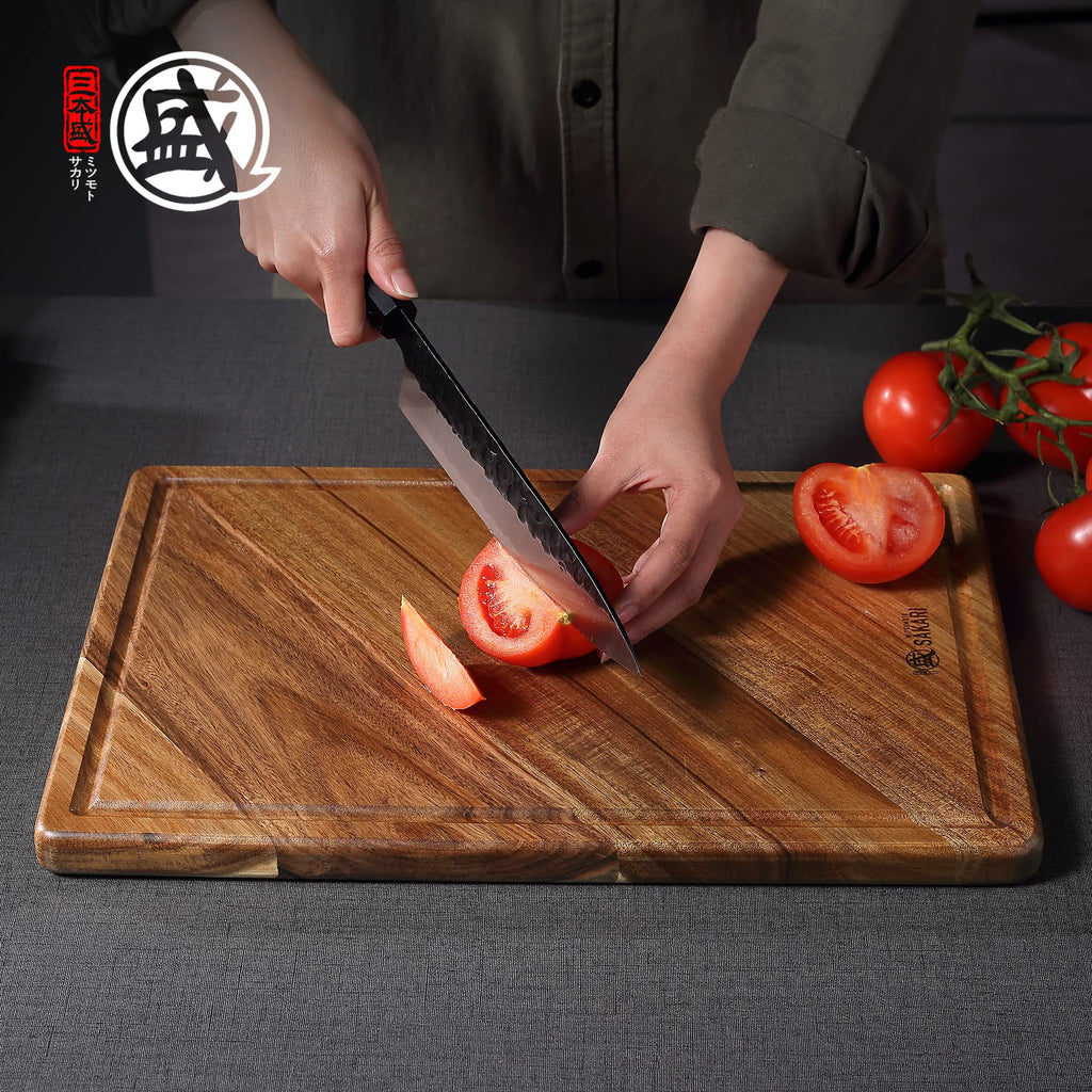 MITSUMOTO SAKARI 16 x 11 in Acacia Wood Cutting Board with Juice Groove