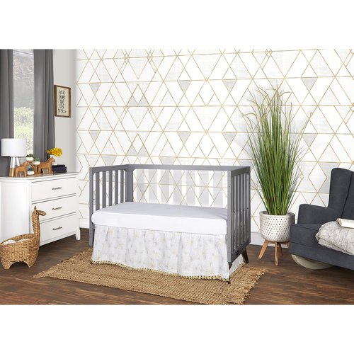Evolur Acrylic Millennium 4 in 1 Convertible Crib Toddler Rail I Easily Coverts to Toddler Bed & I Acrylic Slats, Pebble Grey (702AC-PG)