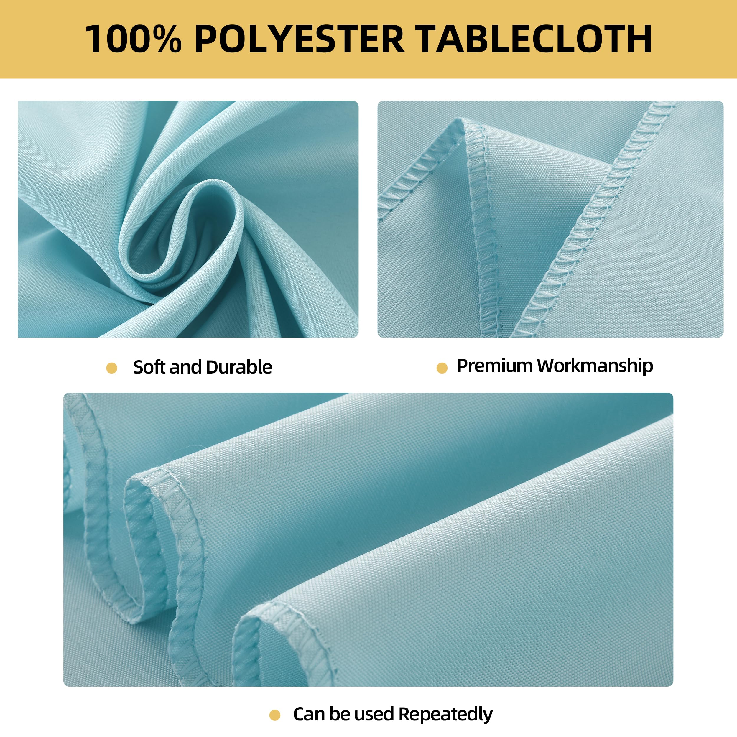 ZarzaaSik 6-Pack Round 90-inch Dusty Blue Table Cloths, Solid Stain and Wrinkle Resistant Circular Tablecloth, Premium Plain Weave Polyester Fabric Table Linen Covers for Hotel, Banquet