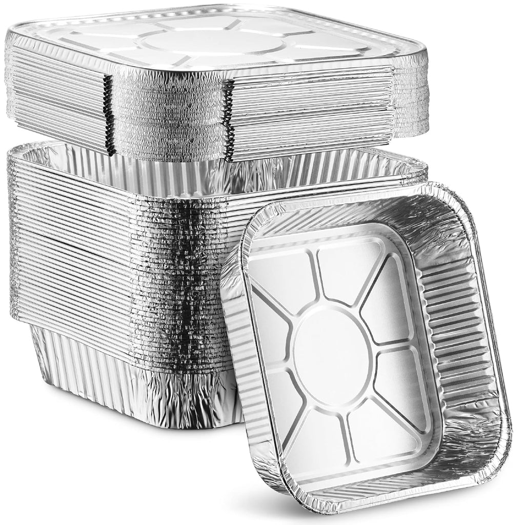 MontoPack 8” Disposable Aluminum Foil Baking Pans - 20 Pack | Versatile 8 x 8 Cake Pan for Broiling, Roasting & Meal Prep