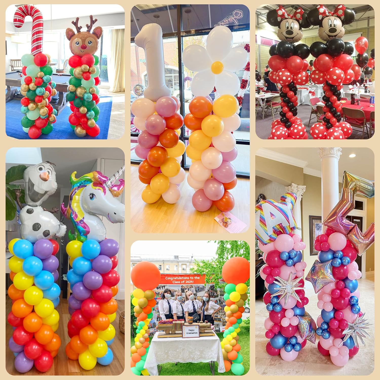 Skiennix Balloon Column Stand Kit - 7 Feet Adjustable Metal Tower for Graduation, Wedding & Party Decor