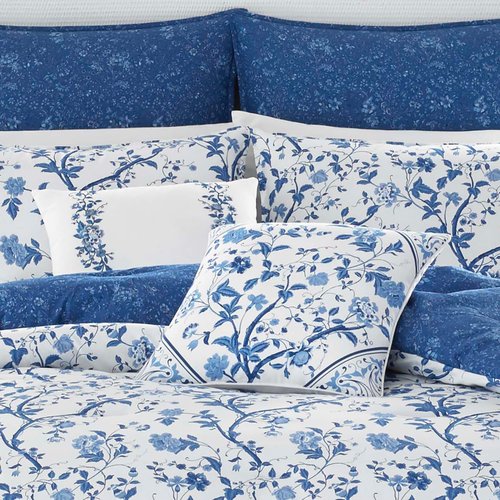 Laura Ashley Home - Twin Duvet Cover Set, Reversible Cotton Bedding with Matching Shams, Stylish Home Decor for All Seasons (Elise Medium Blue, Twin)