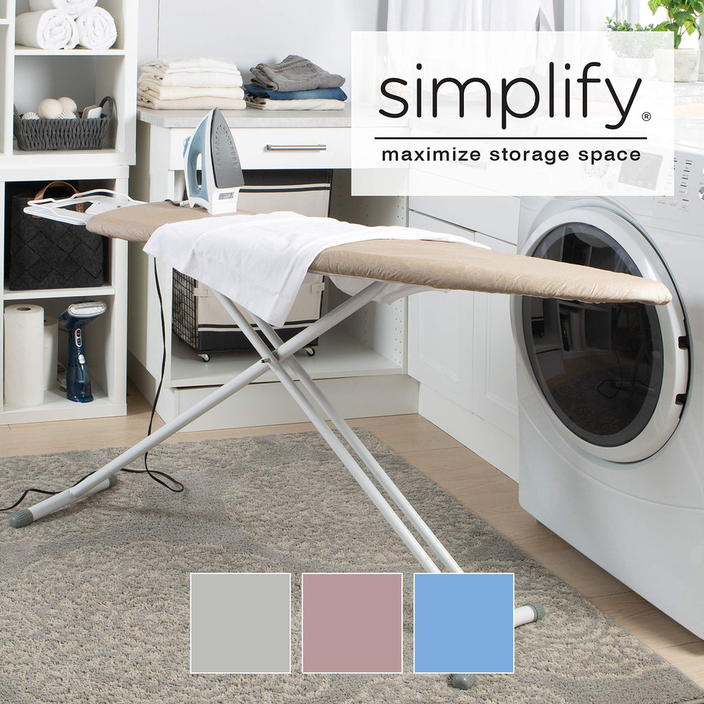 Simplify Ironing Board Cover and Pad | Silicone Coated | Scorch Resistant | Thick Padding | Elastic Edge | Hook and Loop Fasteners | Standard Size 15x54 | Plum Pink
