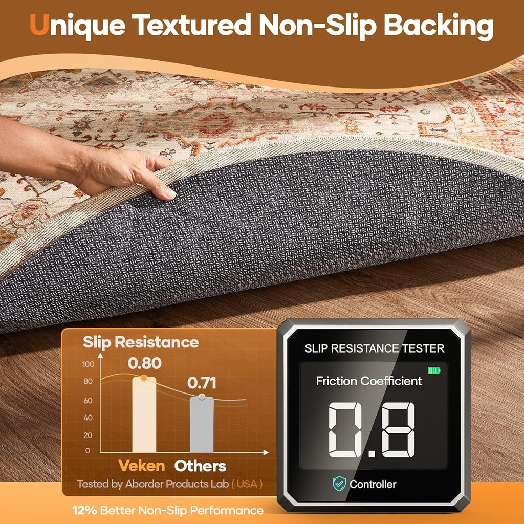 Veken Non-Slip Rug Pad - 6 Ft Cushioned Gripper with Felt & Silicone Backing for Hardwood Floors