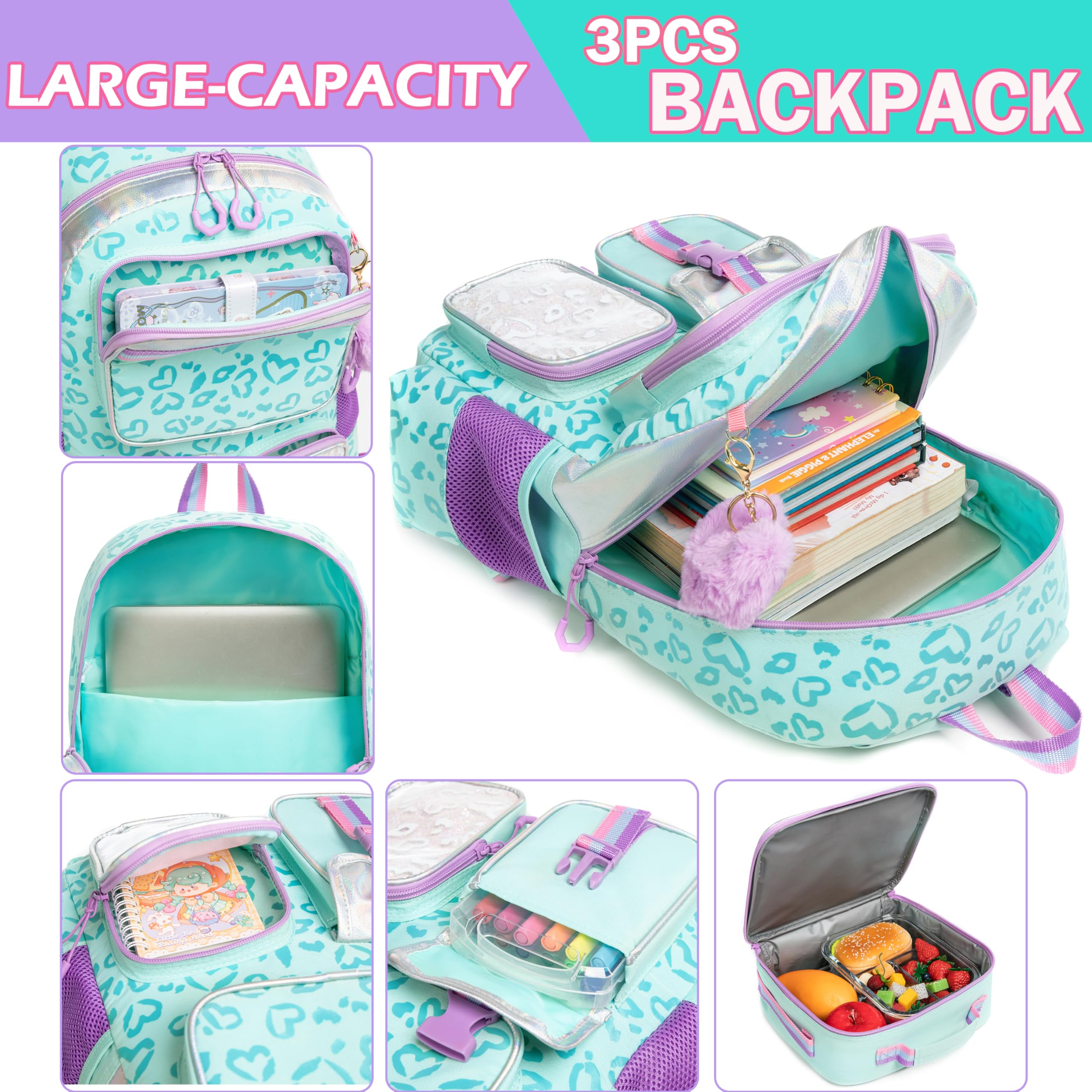 Meetbelify Aesthetic Backpack for Elementary to Teen Girls, Cute Bookbag for Kids 8-10