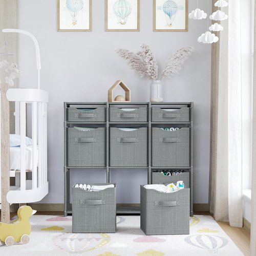 Cube Storage Organizer - 9 Storage Bins for Efficient Closet and Toy Organization | Grey