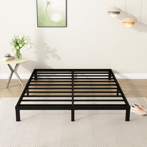 DiaOutro 7 Inch Full Size Bed Frame Heavy Duty Low Profile Metal Platform No Box Spring Needed Mattress Foundation, Easy to Assembly, Noise Free, Black
