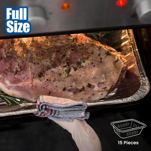 EHOMEA2Z Large Aluminum Pans Full Size Deep Foil Disposable Durable Large Steam Table Pans for Baking Serving, Chafing Trays for Caterers, Bakeware 21 x 13 x 3 (15)