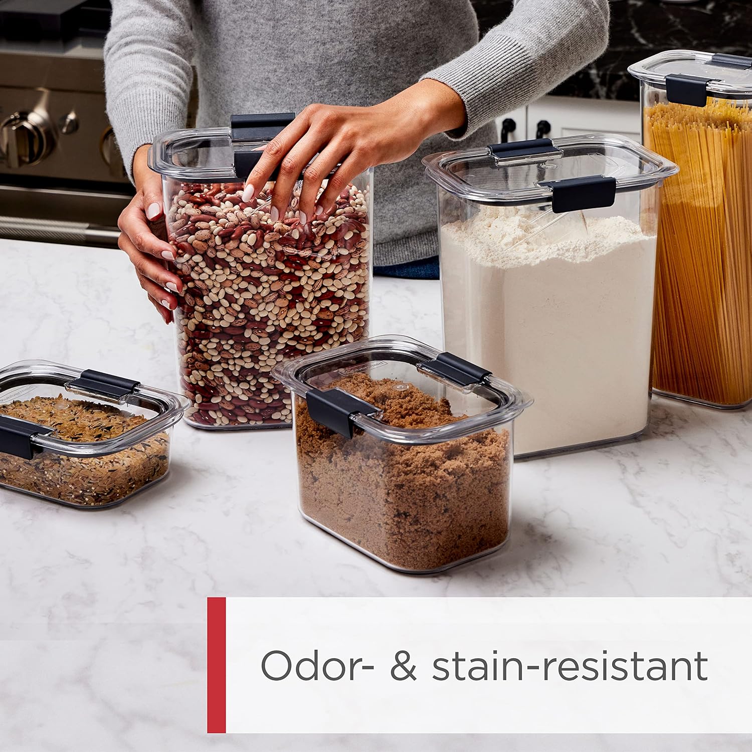 Rubbermaid Brilliance Pantry Storage Containers - 10 Piece Set | Clear & Airtight Design