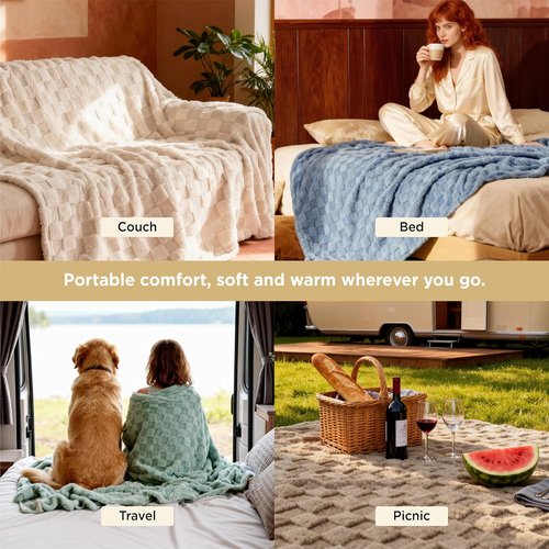 Bedsure GentleSoft Blanket - Super Soft Cozy Queen Size Fleece Throw in Sage Green, 90x90 Inches