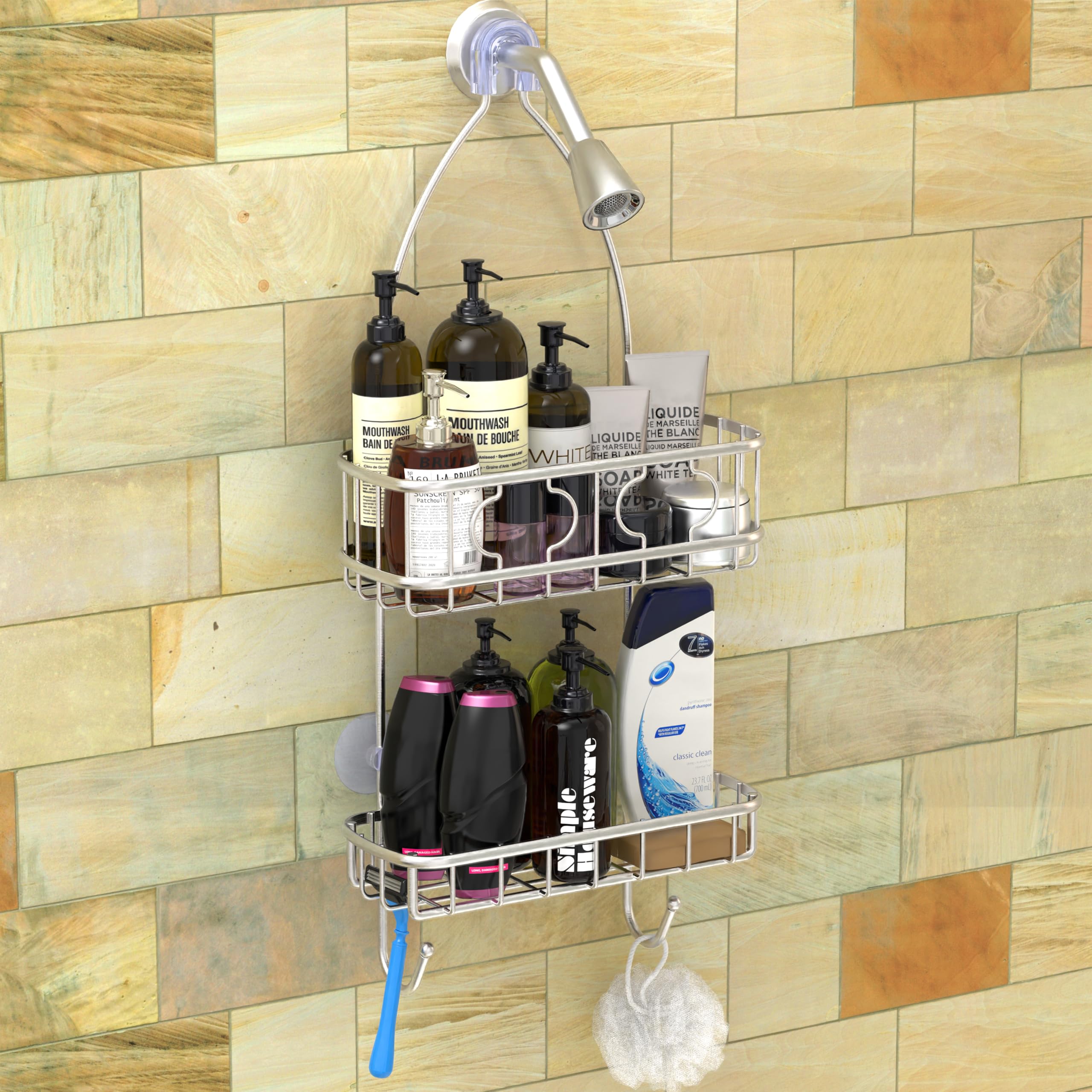 Simple Houseware Stainless Steel Bathroom Hanging Shower Head Caddy Organizer (24 x 10.2 x 4.25 inches)