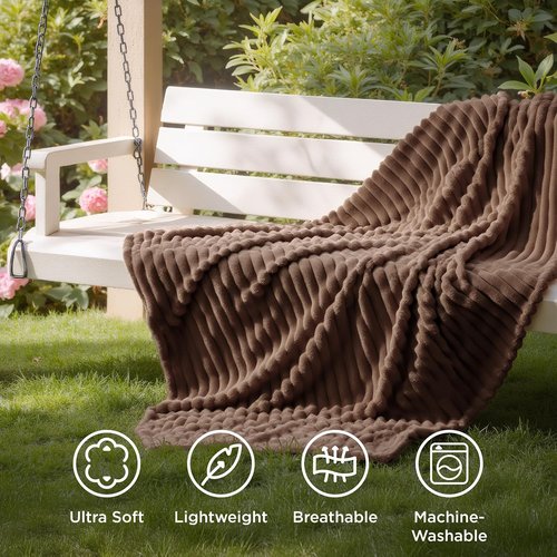 Bedsure GentleSoft Fleece Blanket - Cozy Brown Throw for Couch, Perfect Size 50x60 Inches