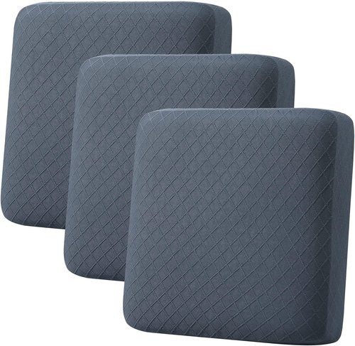 Hyha Outdoor Couch Cushion Covers - Washable Jacquard Diamond Lattice | Stretch Sofa Seat Covers (3 Pieces, Grey)