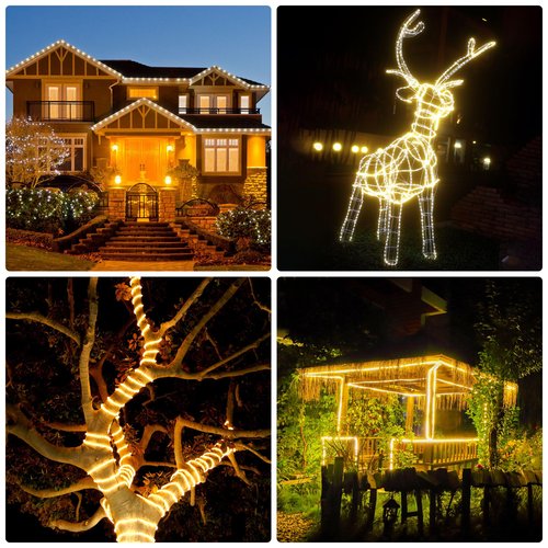 ZLIEC LED Rope Light, 24ft Waterproof Strip Landscape Lighting, Indoor Outdoor Connectable 2700K Warm White 120V Flexible Tube Lights for Home Decor, Garden, Patio, Yard, Holiday Christmas Decoration