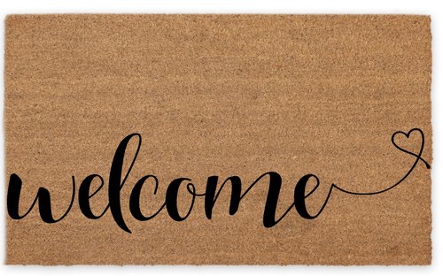 COCONIQ Coir Door Mats 17" X 30", Non-Slip Sturdy, PVC Backed Heavy Duty, Easy to Clean, Ideal for Door Entrance, Patio, Porch, Backyard, Garages, Welcome with Love