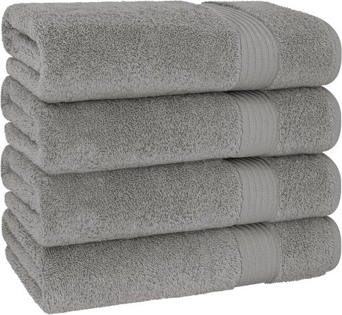 Cotton Paradise Extra Large Soft Plush Turkish Bath Towels Set - 4 Piece in Light Grey
