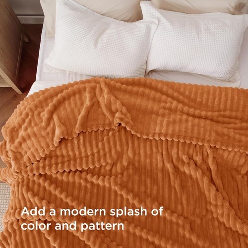 Bedsure GentleSoft California King Size Blanket - Cozy Orange Fleece Throw for Fall, 102x96 Inches