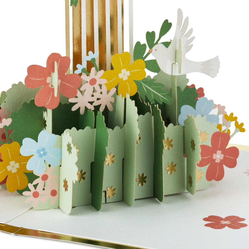 Hallmark Signature Paper Wonder Religious Pop Up Card (Cross with Flowers) for Birthdays, Baptisms, Confirmations