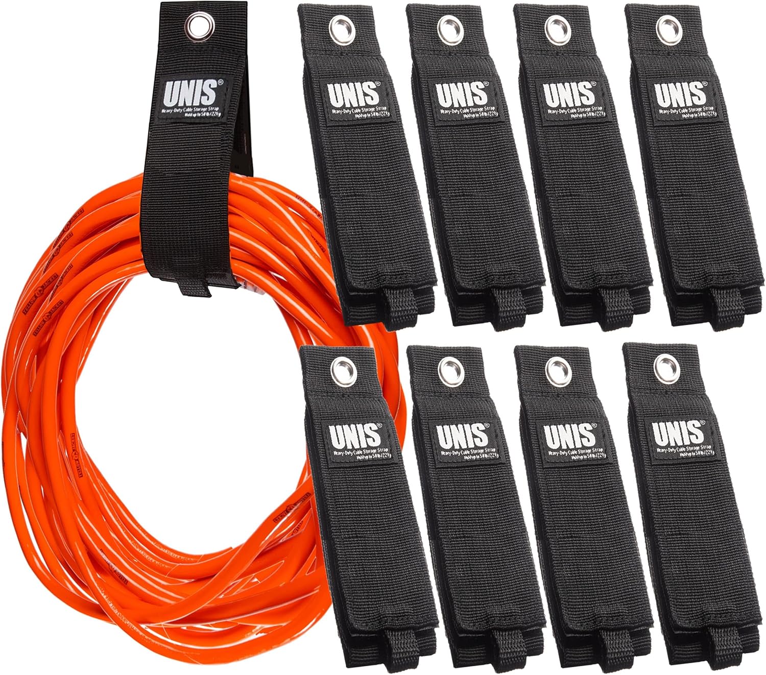 Skiennix Heavy Duty 13-Inch Extension Cord Storage | 8 Pack Cable Tie Organizer for Cords & Hoses