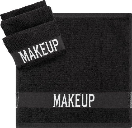 Cotton Paradise Makeup Remover Towels - 100% Cotton 12x12 Inch Soft Black Face Cloths | 4 Pack