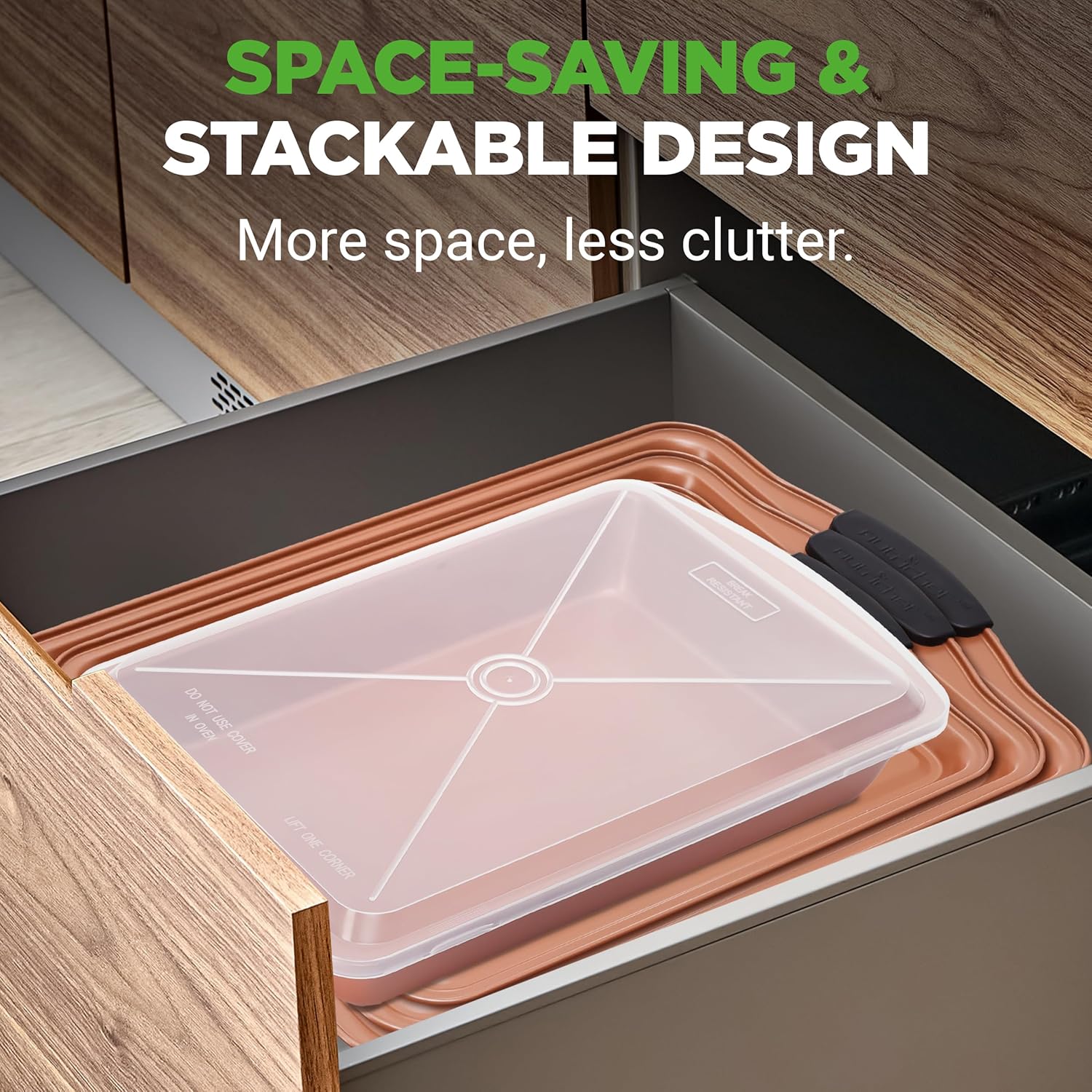 NutriChef 5-Piece Bakeware Set - Premium Non-Stick Baking Pans with Silicone Handles | Ideal for Cakes, Cookies & Brownies