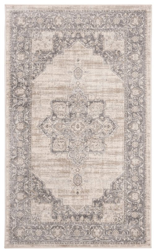 SAFAVIEH Brentwood Collection Accent Rug - 2' x 4', Cream & Grey, Medallion Distressed Design, Non-Shedding & Easy to Clean, Ideal for Front Door, Kitchen, Entryway, Foyer (BNT865B)