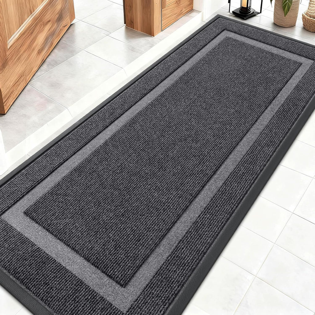 OLANLY Indoor Outdoor Front Door Mat - Waterproof All-Season Doormat, Sturdy Rubber, Easy Clean | 59x20, Grey
