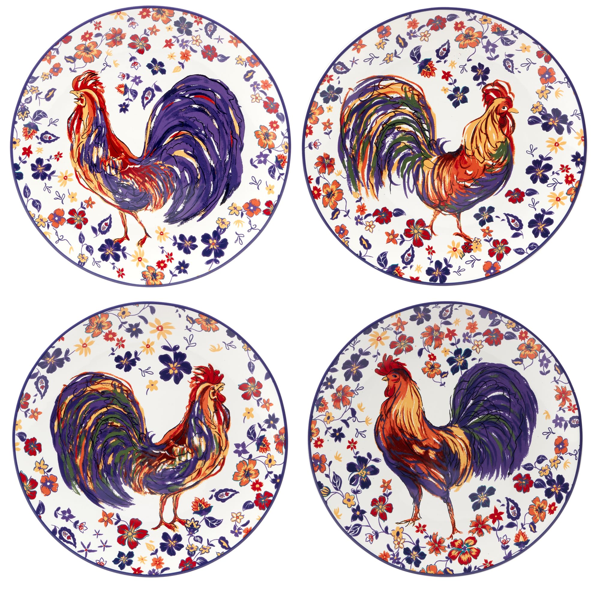 Certified International Morning Rooster 11" Dinner Plates,Set of 4