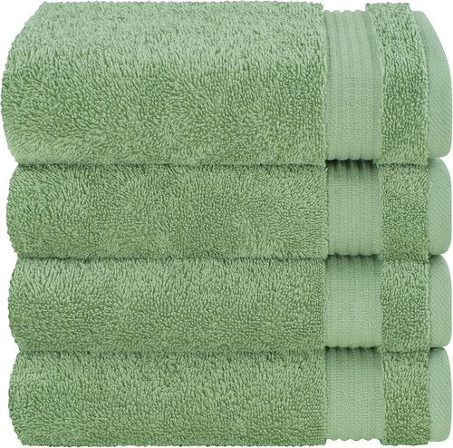 Cotton Paradise Hand Towels - 100% Turkish Cotton, Soft & Absorbent | 4-Piece Sage Green Set