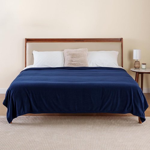 Berkshire Blanket Microfleece Bed Blanket - Lightweight Plush Comfort in Navy | 90x90 Inches