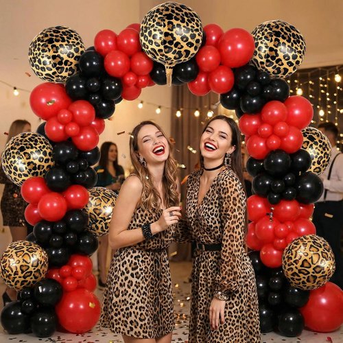 BBTO 6 Pcs Leopard & Cheetah Print Foil Balloons 22 Inch 4D Large Metallic Round Leopard Balloons Cheetah Print Decoration for Birthday Party Camo Animal Jungle Adventure Baby Shower Wedding