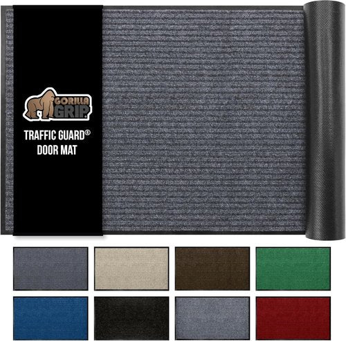 GORILLA GRIP Waterproof Door Mat - Heavy Duty Entryway Rug for Home & Office | 60x36 Charcoal Gray